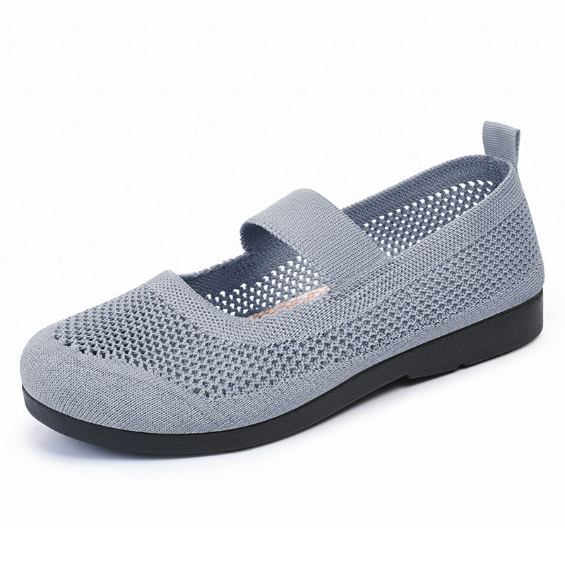 Damen Ballerinas atmungsaktiv Strick elastisch