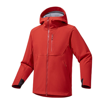 Herren Softshelljacke Wasserdicht Verstellbare Kapuze Schwarz