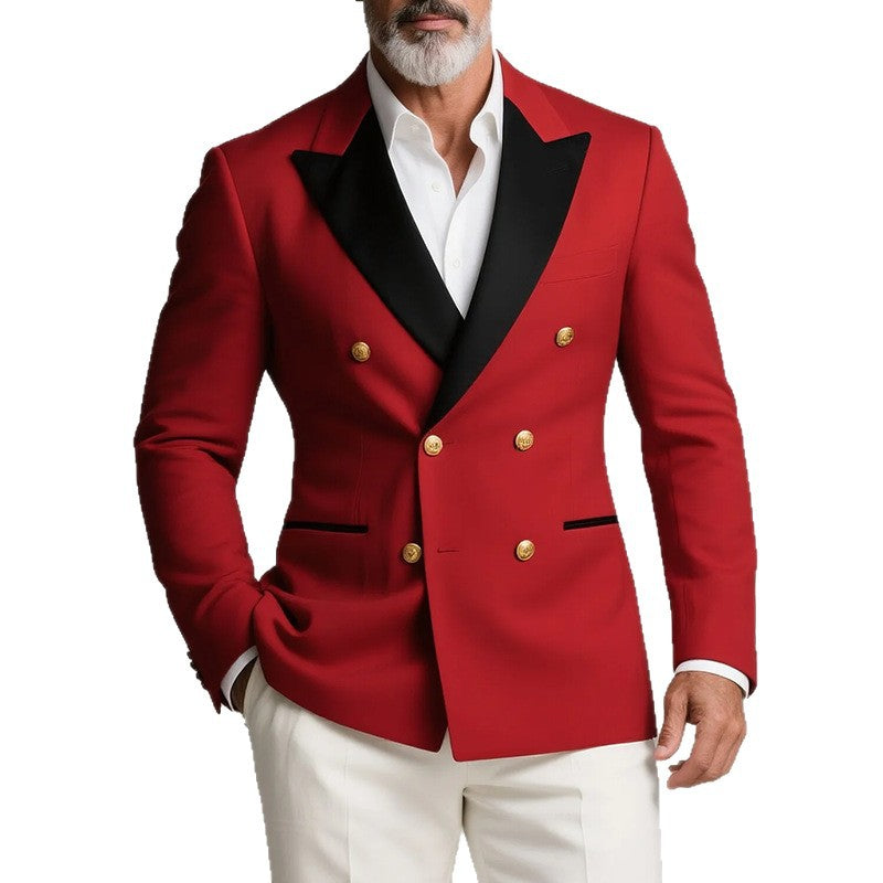 Herren Blazer Zweireiher Elegant Luxus Knöpfe Modern