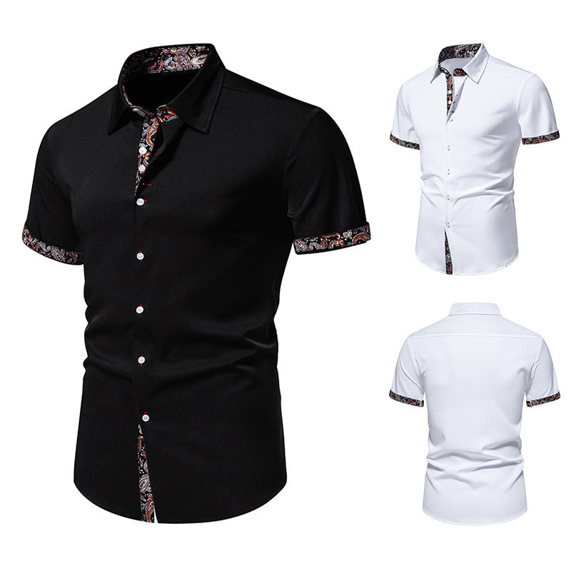 Herren Kurzarmhemd Modern mit Kontrastdetails und Stilvoll Kragen
