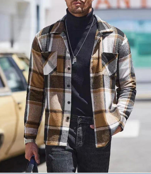 Herren Karo Hemdjacke Lässig Modern