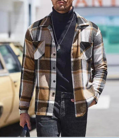 Herren Karo Hemdjacke Lässig Modern