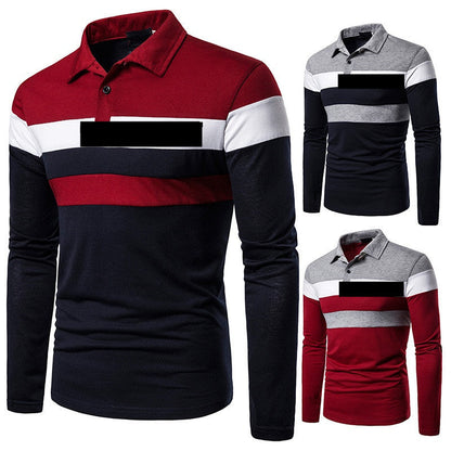 Herren Poloshirt Langarm Farbblock Design Modern