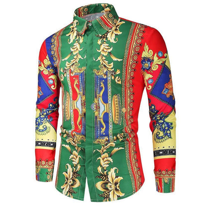 Herren Langarmhemd Modern Barock Muster Berlin Style