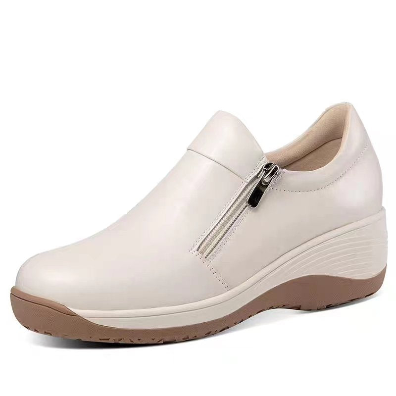 Damen Slip-On Schuhe Bequem Reißverschluss Weich