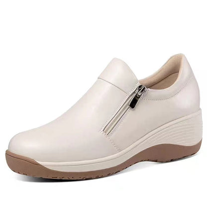 Damen Slip-On Schuhe Bequem Reißverschluss Weich