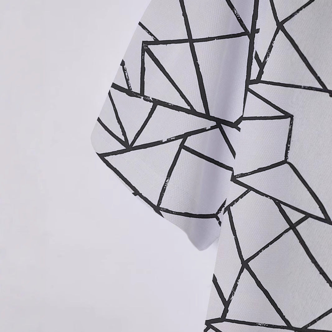 Herren Polohemd Geometrisches Muster Hochwertig Baumwolle