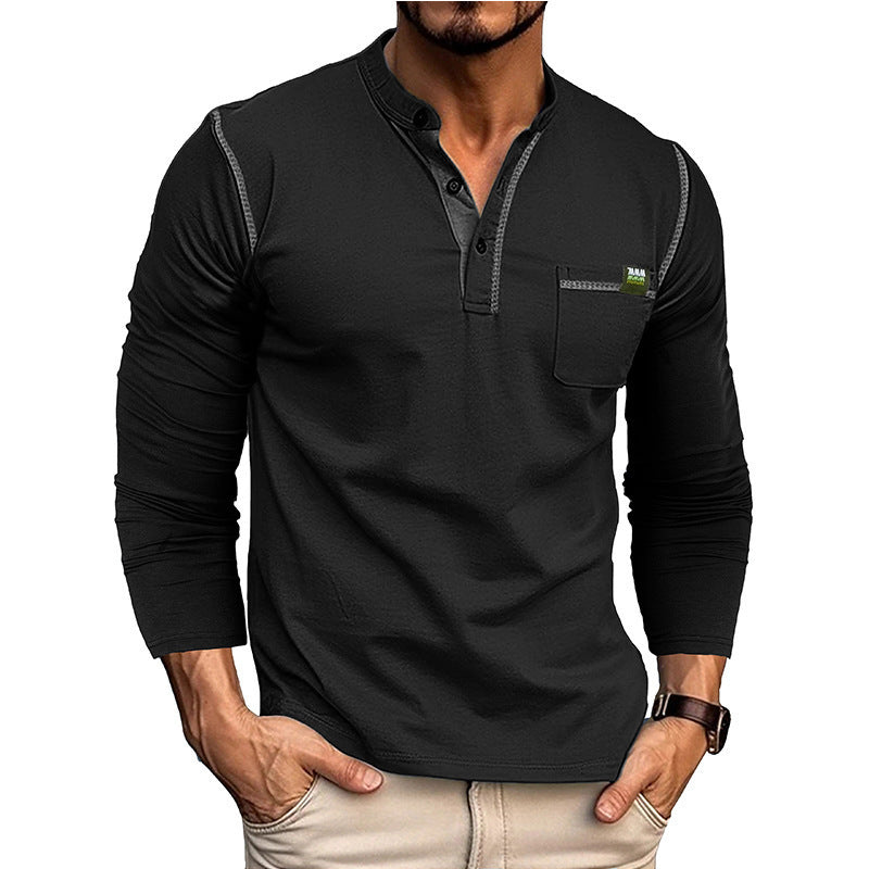 Herren Langarm-Shirt mit Brusttasche Modern Casual