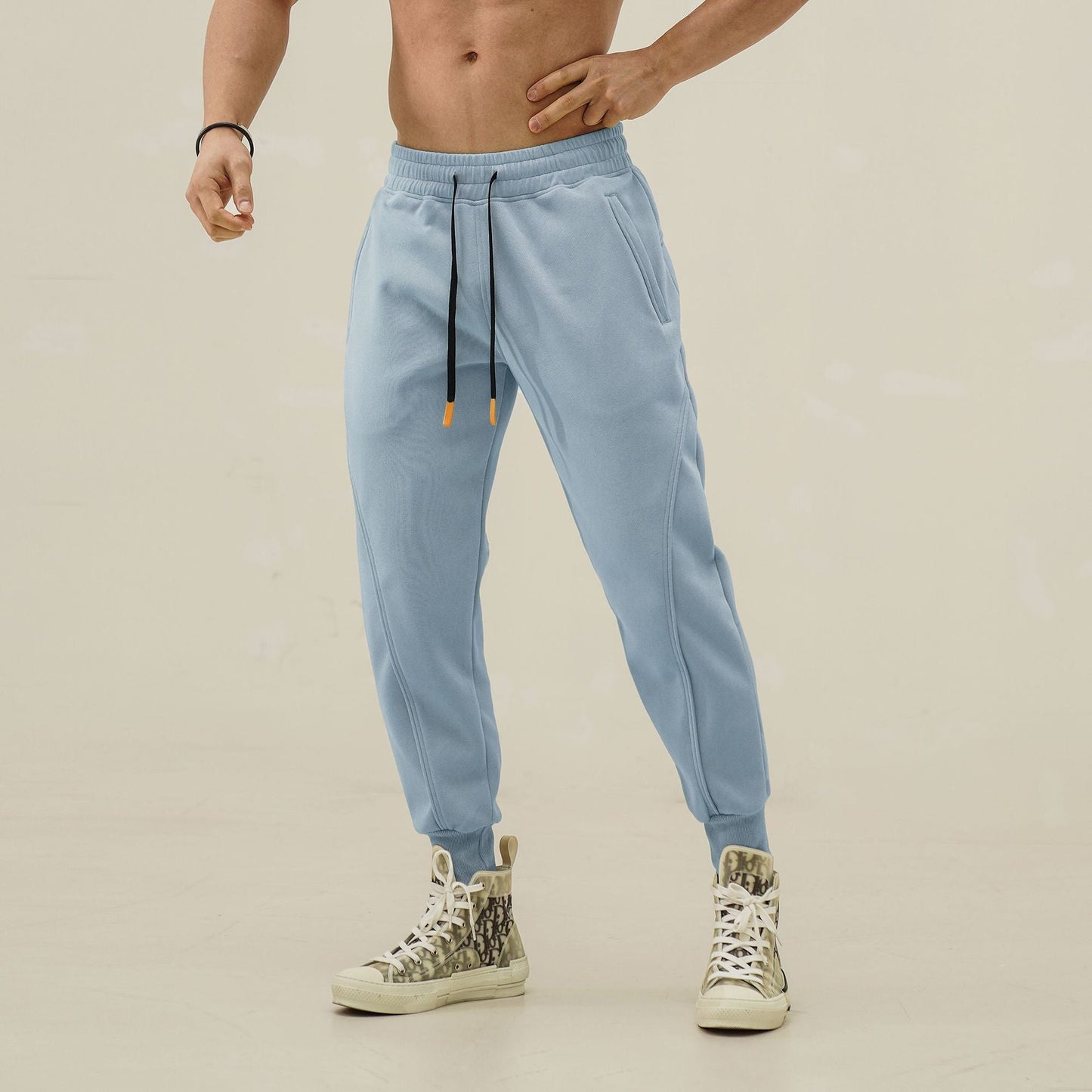 Herren Sportpants Elastisch Mit Reißverschlusstaschen
