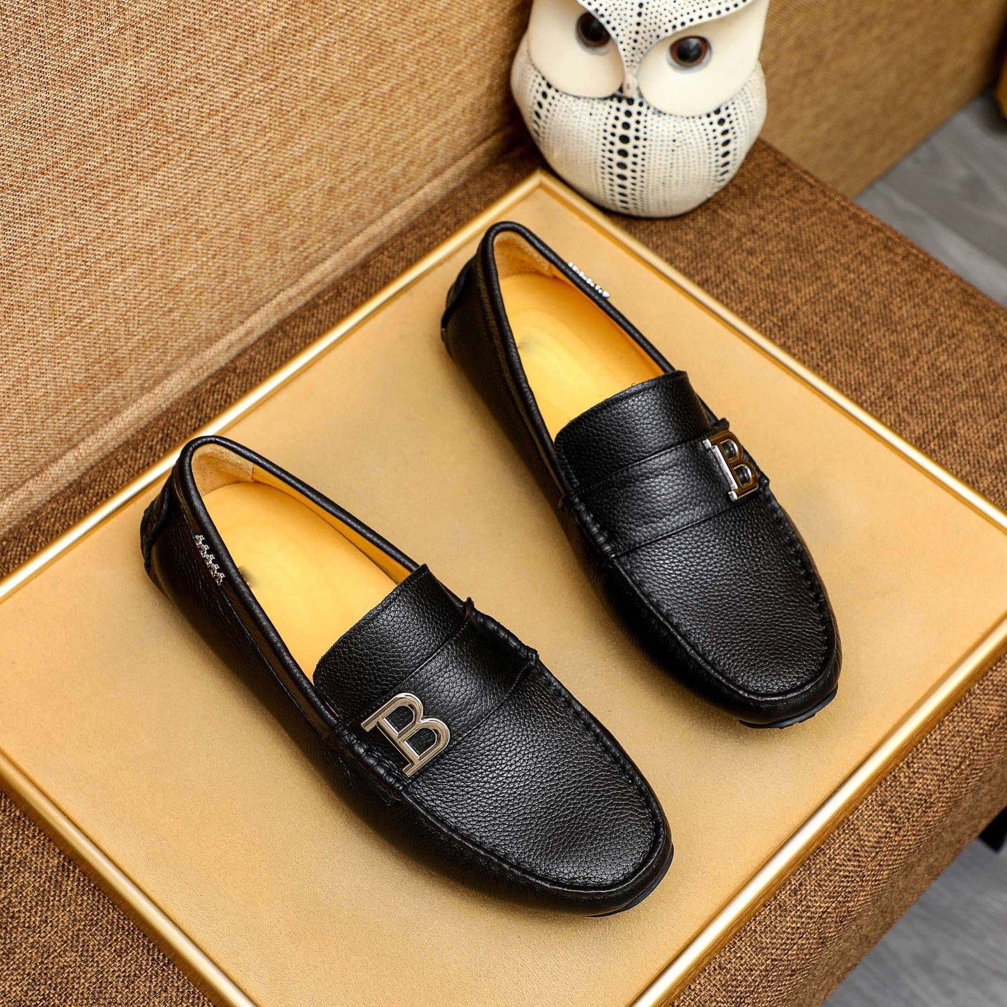 Herren Mokassins Ledernarbung Elegantes Design Braun