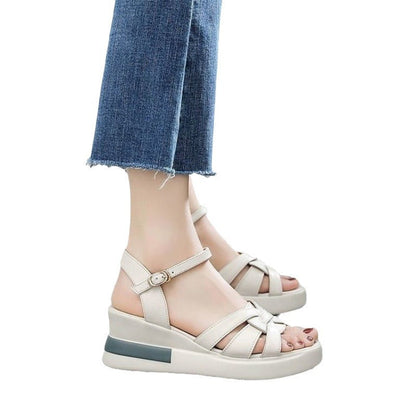 Damen Wedgesandalen Geflochtene Riemen Verstellbar Sommer
