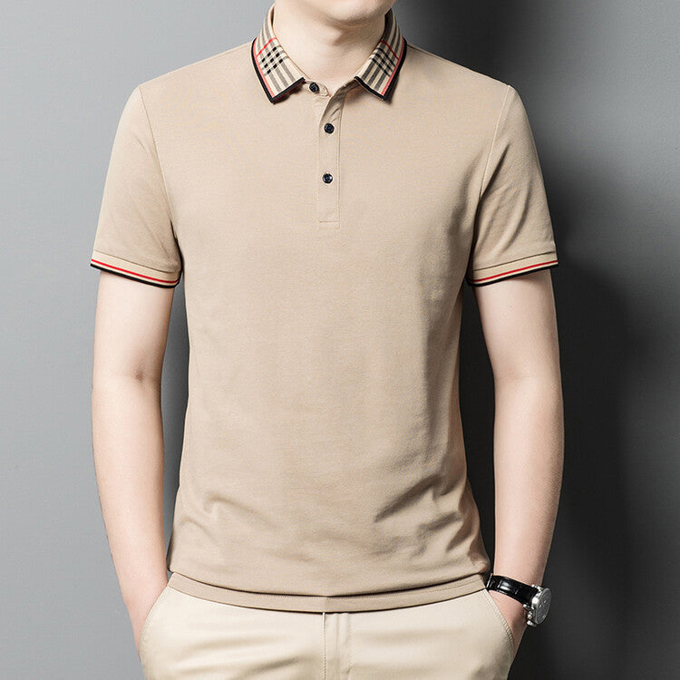 Herren Polo-Shirt Karo-Kragen Elegant Slimfit