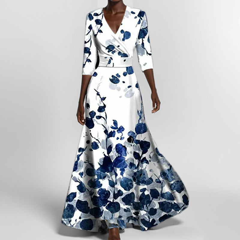 Elegantes Taillenkleid V-Ausschnitt Mit Schößchen