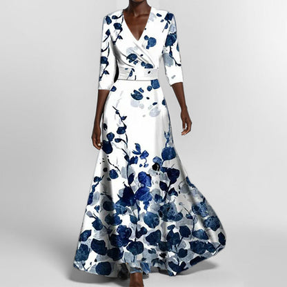 Elegantes Taillenkleid V-Ausschnitt Mit Schößchen