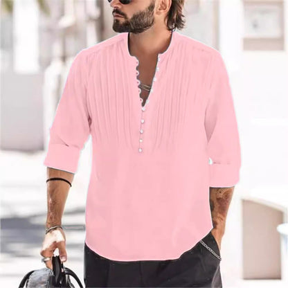 Herren Hemd Plissee Elegantes Button Down Design