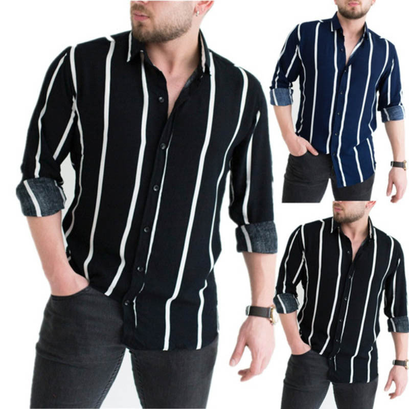 Herren Langarmhemd mit Streifenmuster Modern Slimfit - BerlinGlamour