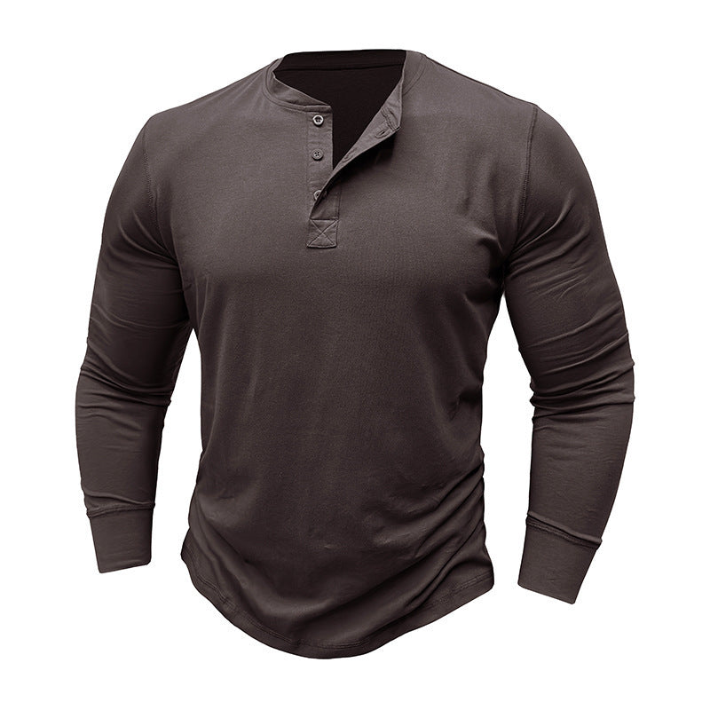 Herren Langarmshirt mit Knöpfen Baumwolle Modern