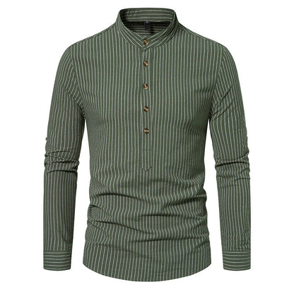 Herren Hemd Stehkragen mit feinen Streifen Modern