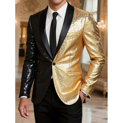 Glamour Blazer Herren Pailletten Anzug Jackett Elegant