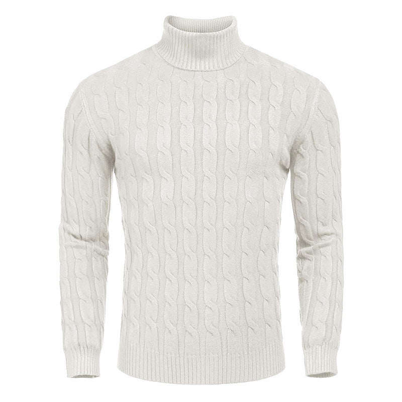 Herren Rollkragenpullover Zopfmuster Modern Schwarz