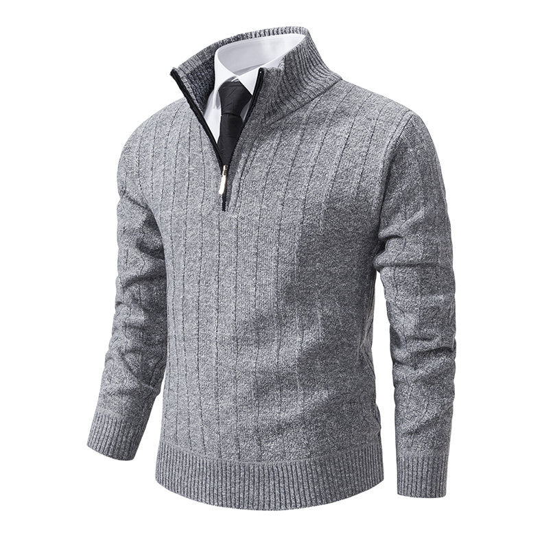 Herren Strickpullover Eleganter Halbzipper Pullover Modern - BerlinGlamour