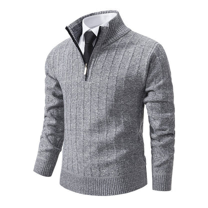Herren Strickpullover Eleganter Halbzipper Pullover Modern - BerlinGlamour