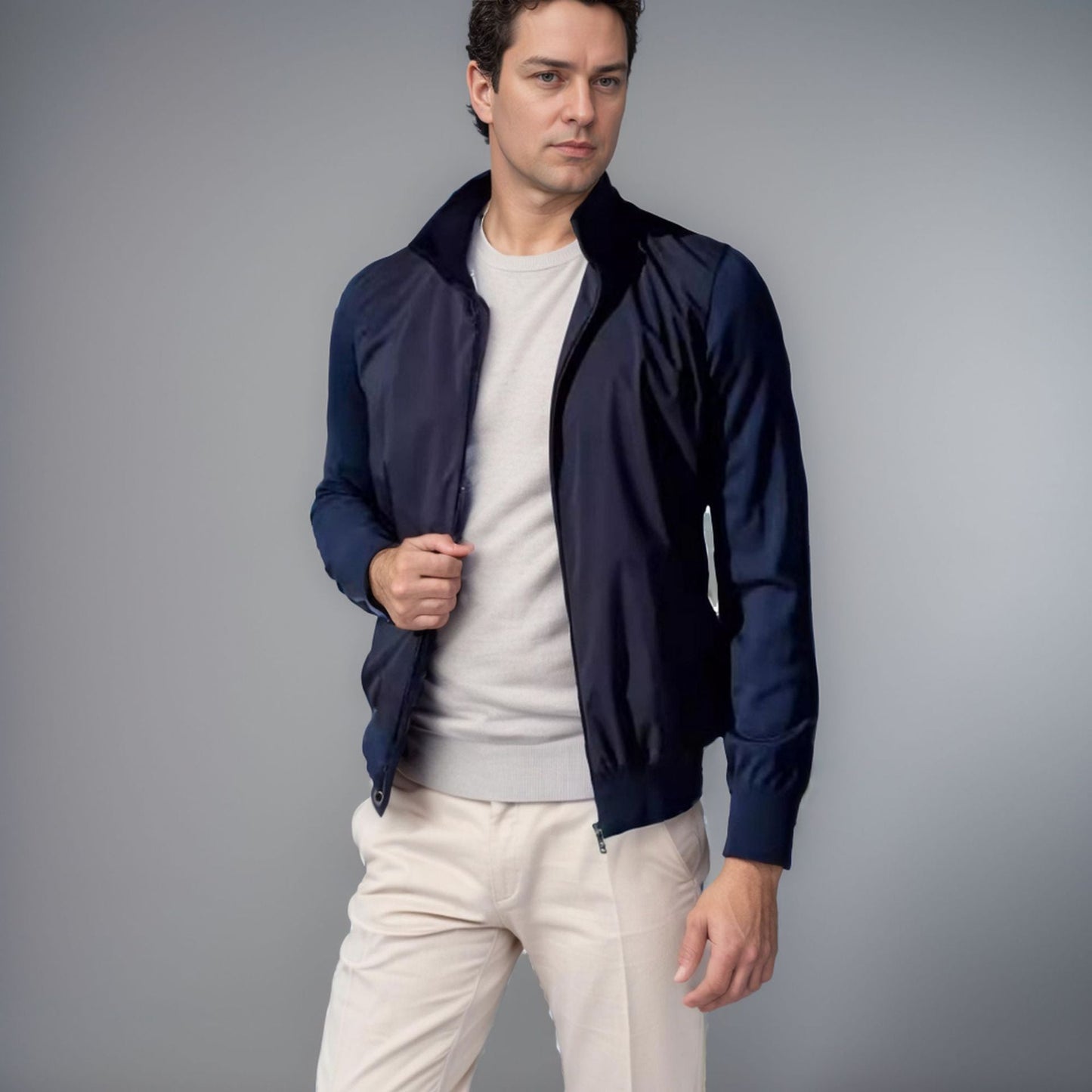 Herren Übergangsjacke Sportlich Modern Stehkragen Elastisch - BerlinGlamour