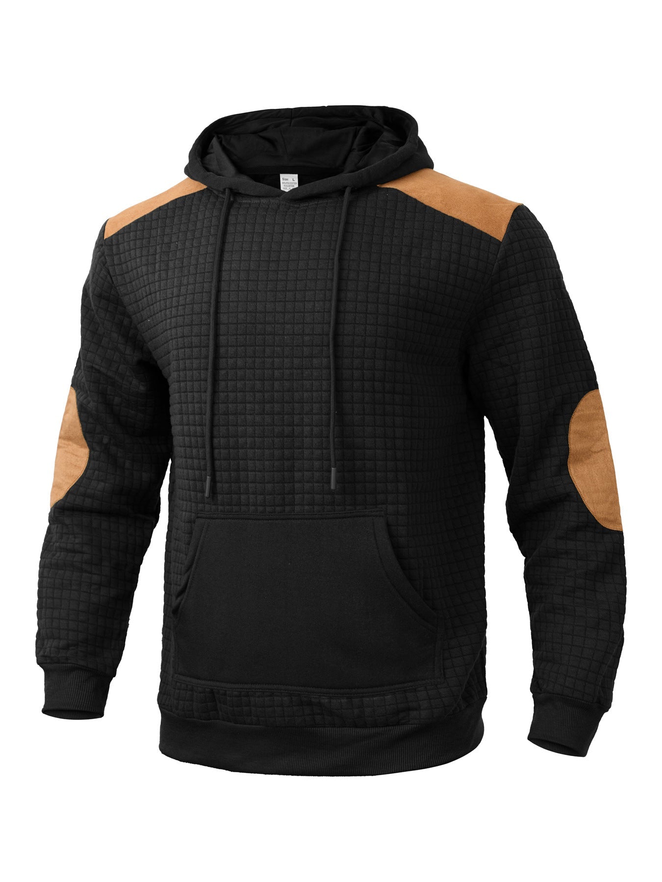 Herren Kapuzenpullover Modern mit Lederakzenten Schwarz