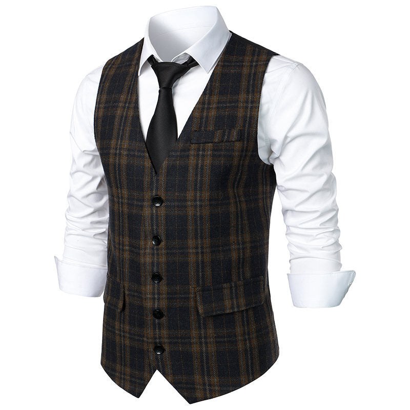 Herren Karoveste Elegant Schnitt Praktisch Mit Taschen