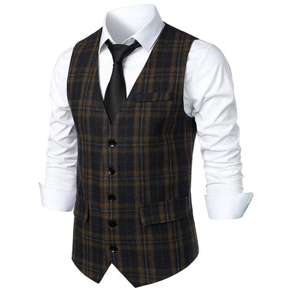 Herren Karoveste Elegant Schnitt Praktisch Mit Taschen