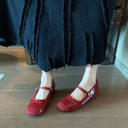 Damen Ballerinas Elegantes Lackleder Schuhe