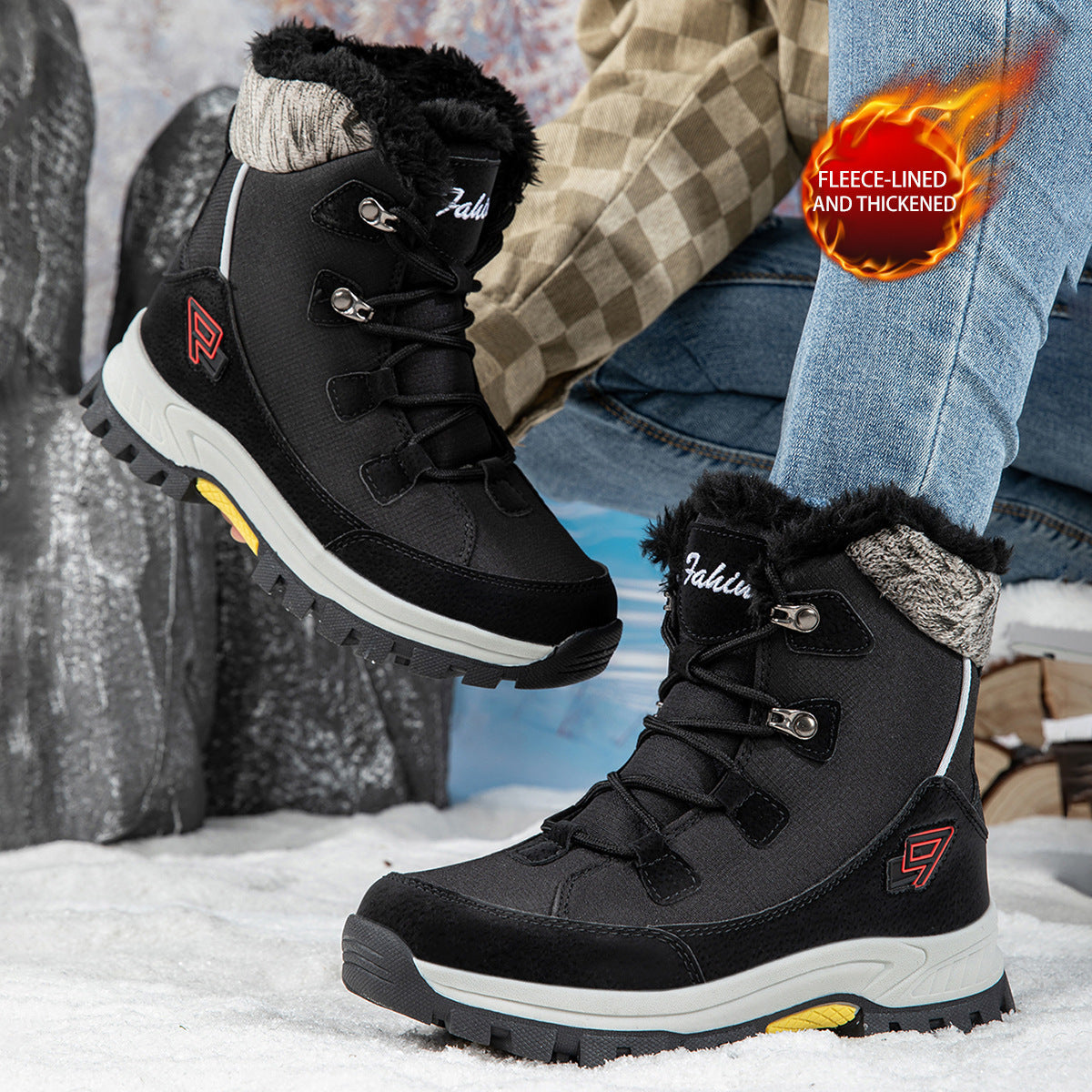Damen Winterstiefel Fleecegefüttert Warm Schnittig