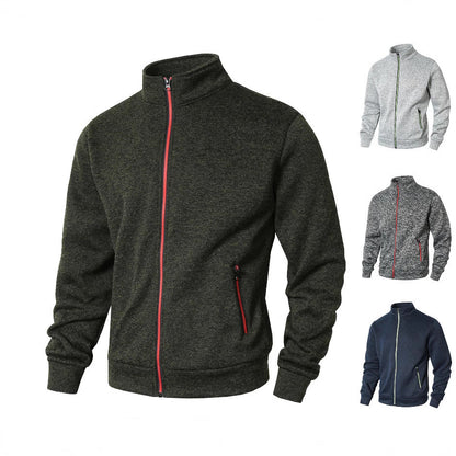 Herren Fleecejacke Sportlich mit Reißverschlusstaschen Modern - BerlinGlamour