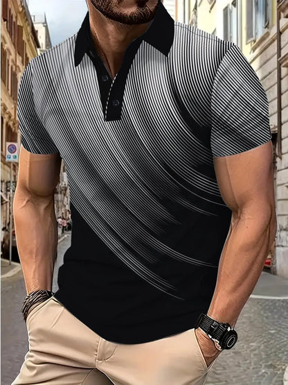Herren Poloshirt Streifenmuster atmungsaktiv Modern