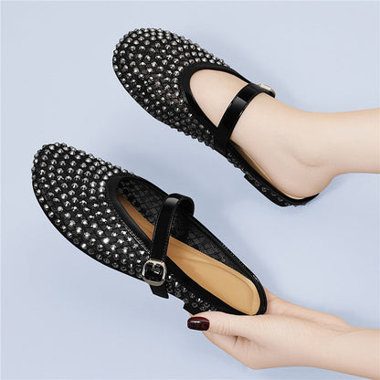 Damen Mokassins Elegante Schuhe mit Glitzersteinen