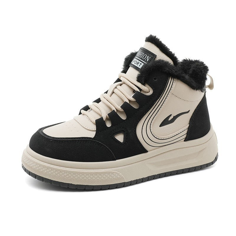 Damen Sneaker High-Top Kuschelig Fleece Innensohle Rutschfest - BerlinGlamour