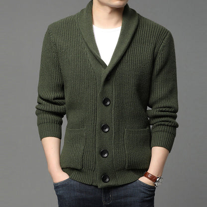 Herren Strickjacke mit praktischen Taschen und geschlossenem Kragen