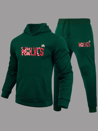 Herren Sportset mit Grafikdruck und Kapuze Trendig