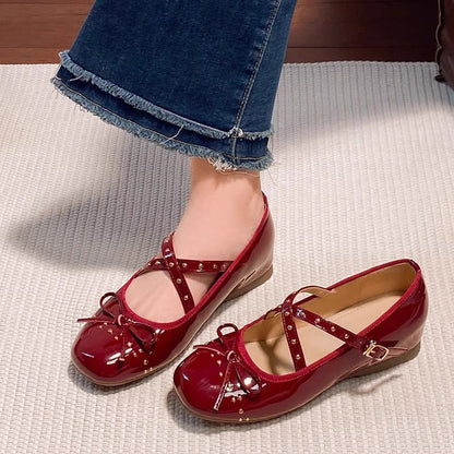 Damen Ballerinas mit Riemchen und Glitzersteinen