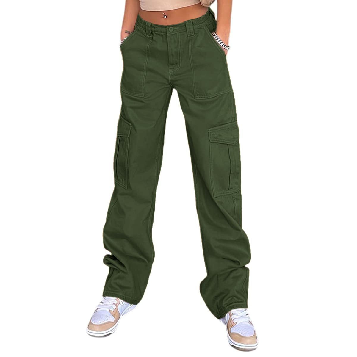 Damen Cargo-Hose Weite Bein mit Seitentaschen