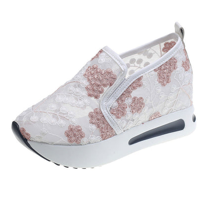 Damen Sneaker Blumenmuster Bequem Slip-On Schuhe
