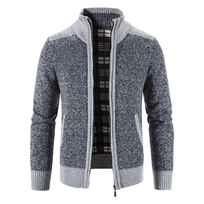 Herren Strickjacke Stehkragen Modern Strukturiert