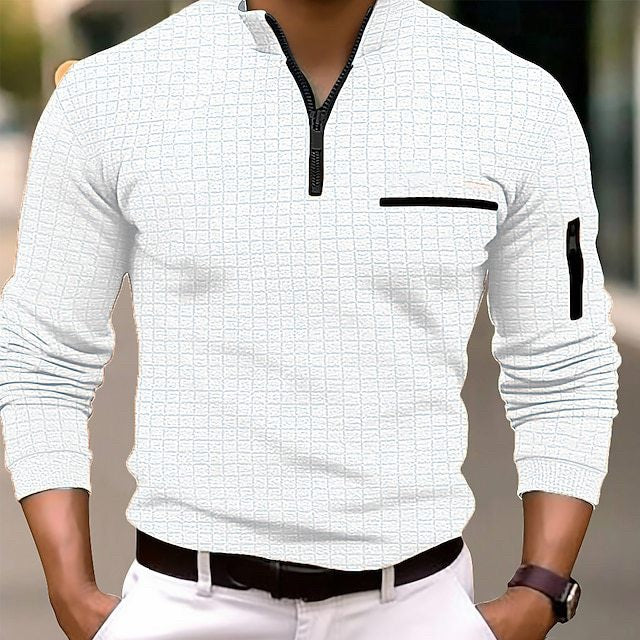Herren Sweatshirt Strukturiert Reißverschluss Taschen Modern - BerlinGlamour