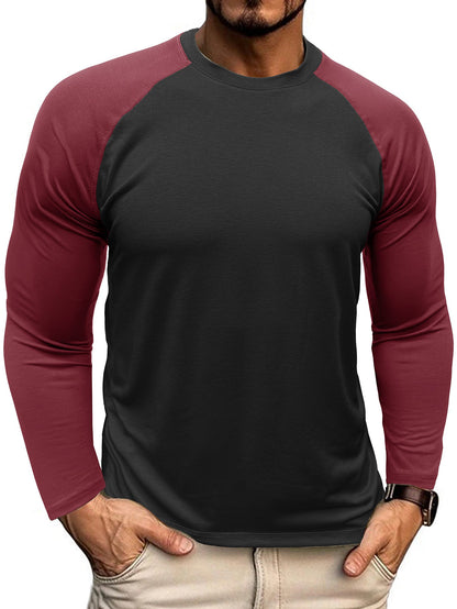 Herren Langarmshirt Raglan Kontrastärmel Modern Sportlich