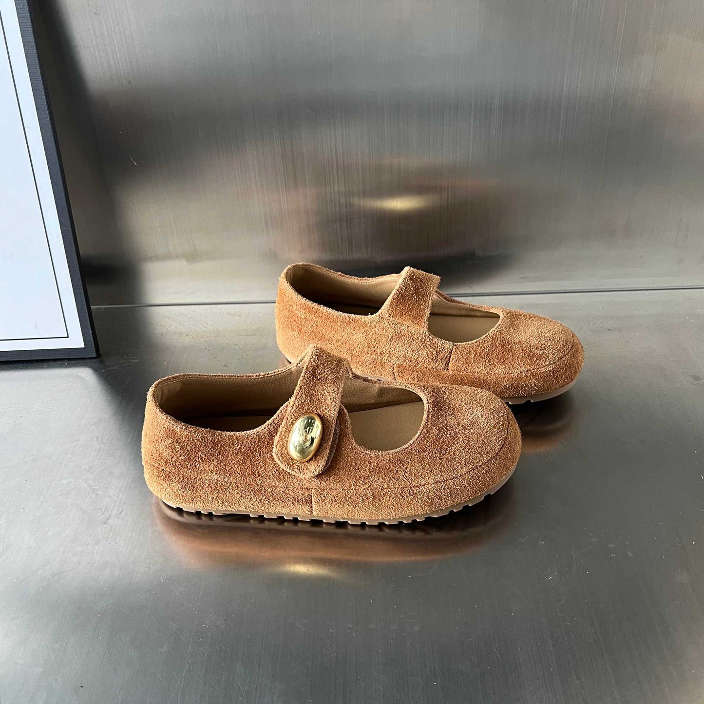 Damen Mokassins Weich Wildleder Schuhe Mit Riemen