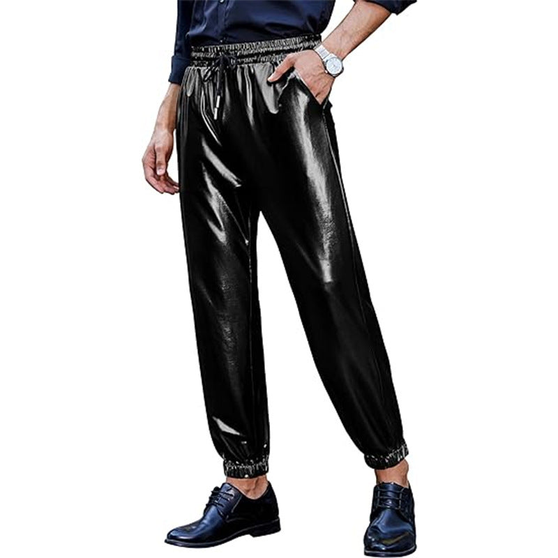 Herren Kunstlederhose Slim Fit Elastisch Modern