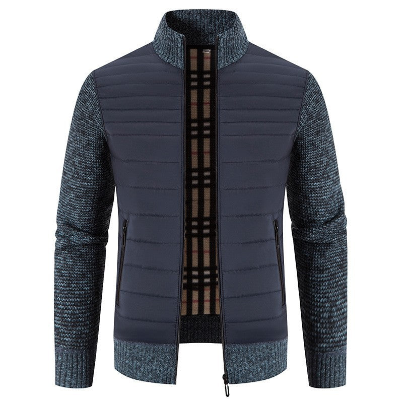 Herren Steppjacke Modern mit Strickärmeln und Hochkragen