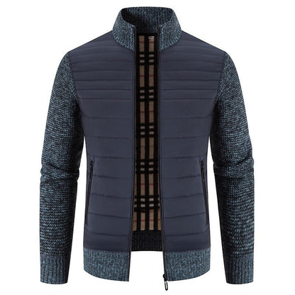 Herren Steppjacke Modern mit Strickärmeln und Hochkragen