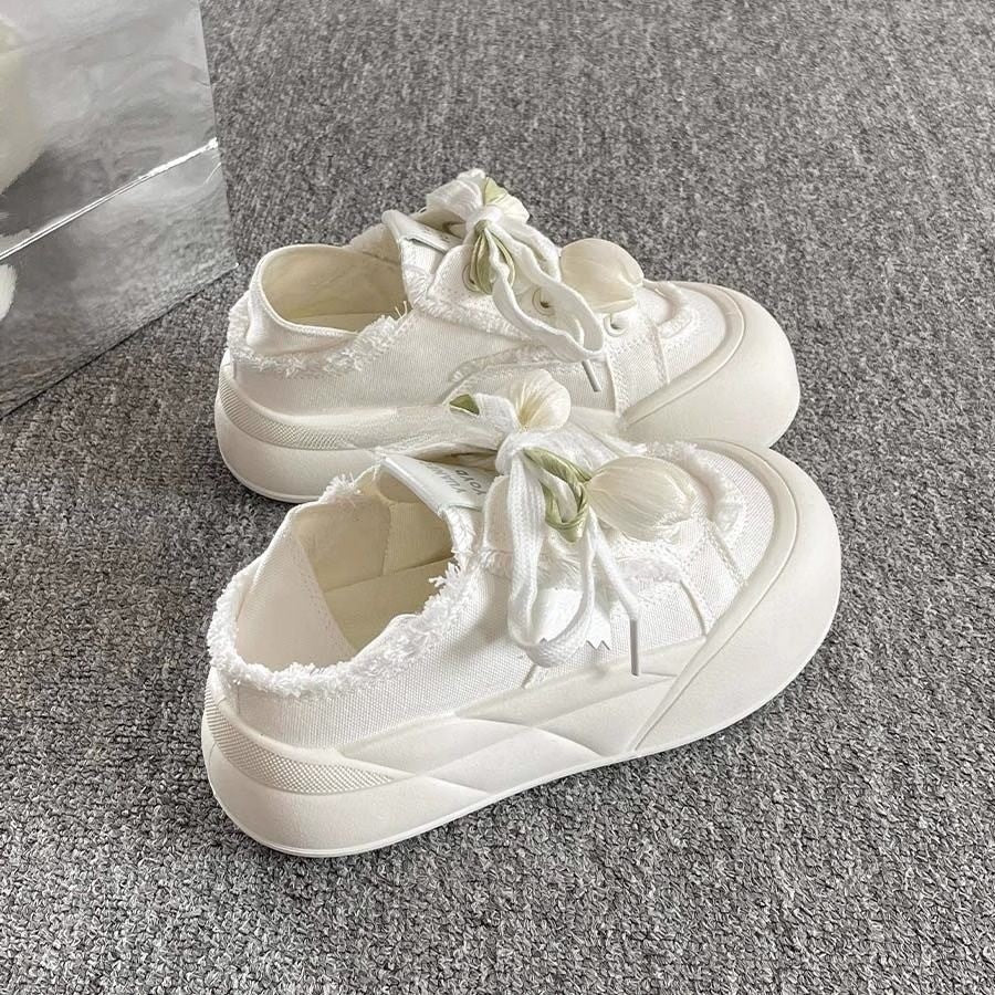 Damen Sneaker Trendig Florale Schnürsenkel Moderne Schuhe