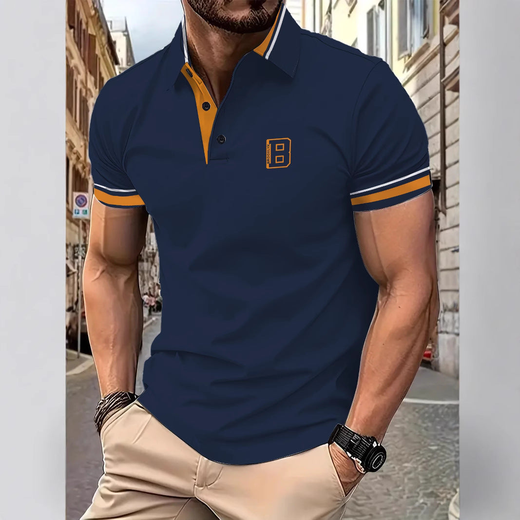 Herren Poloshirt Kurzarm Modern mit Kontraststreifen
